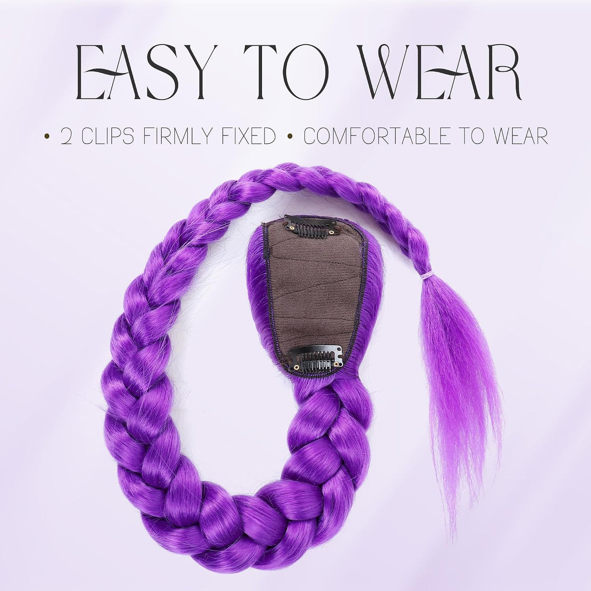 Long Purple Braids Ponytail 26 Inch Clip in Pre Braiding Purple Hair