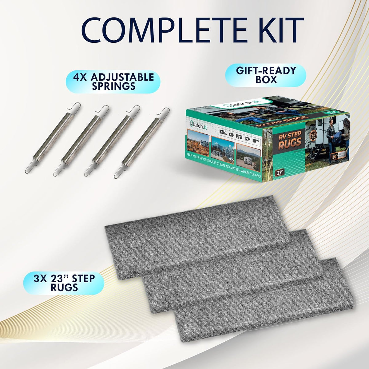 RV Step Covers 3 Pack | 23-Inch Wide Camper Step Covers Fit 8-11" Deep Stairs | Gray RV Stair Covers | Straight RV Step Carpet | Keep Your RV Cleaner with Our RV Stair Carpet!
