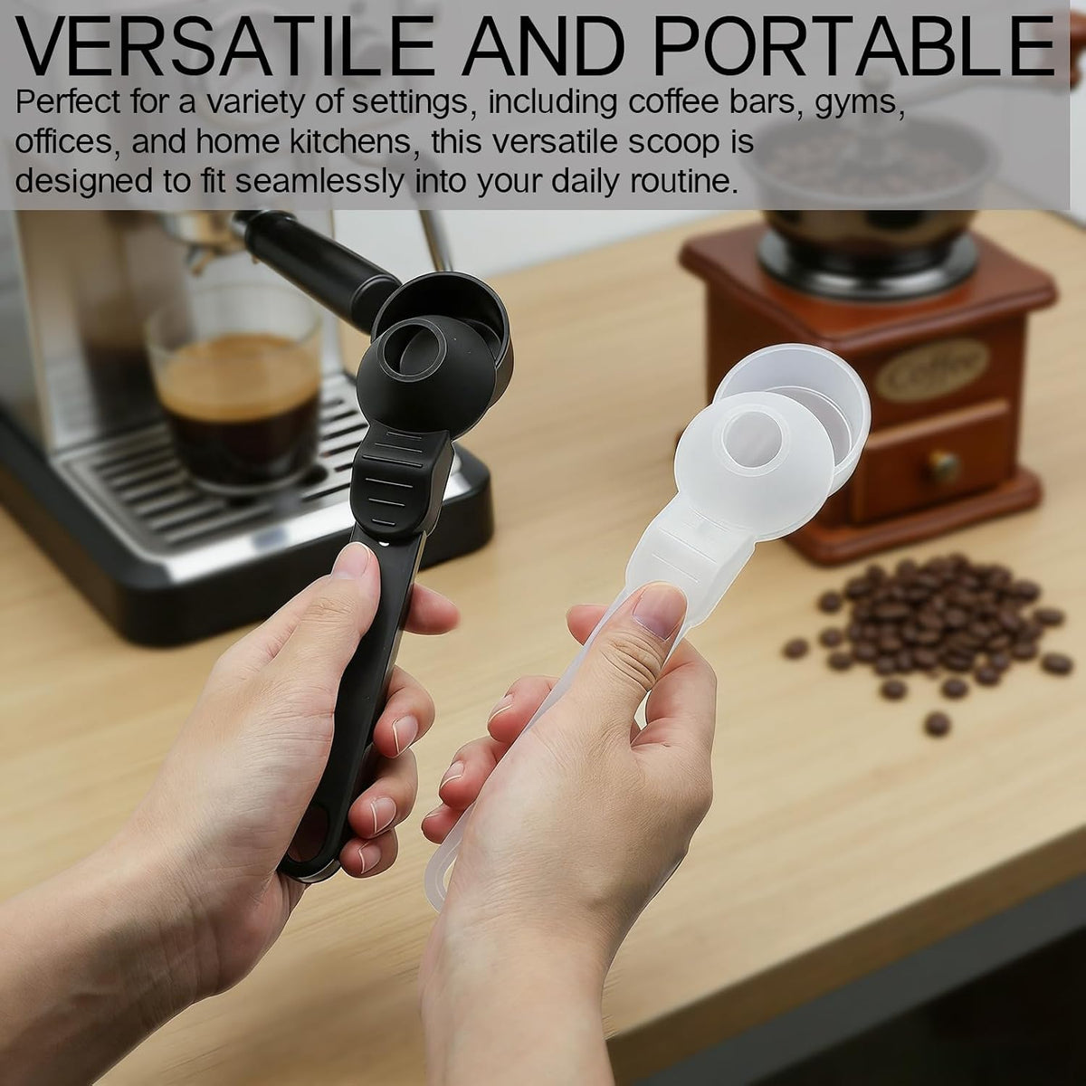 2 Pieces Coffee Scoop Funnel with Sliding Design - Mess-Free Measuring for Ground Coffee, Protein Powder, Milk Powder - Reusable K Cup Refillable - Portable for Home, Coffee Bar, Kitchen