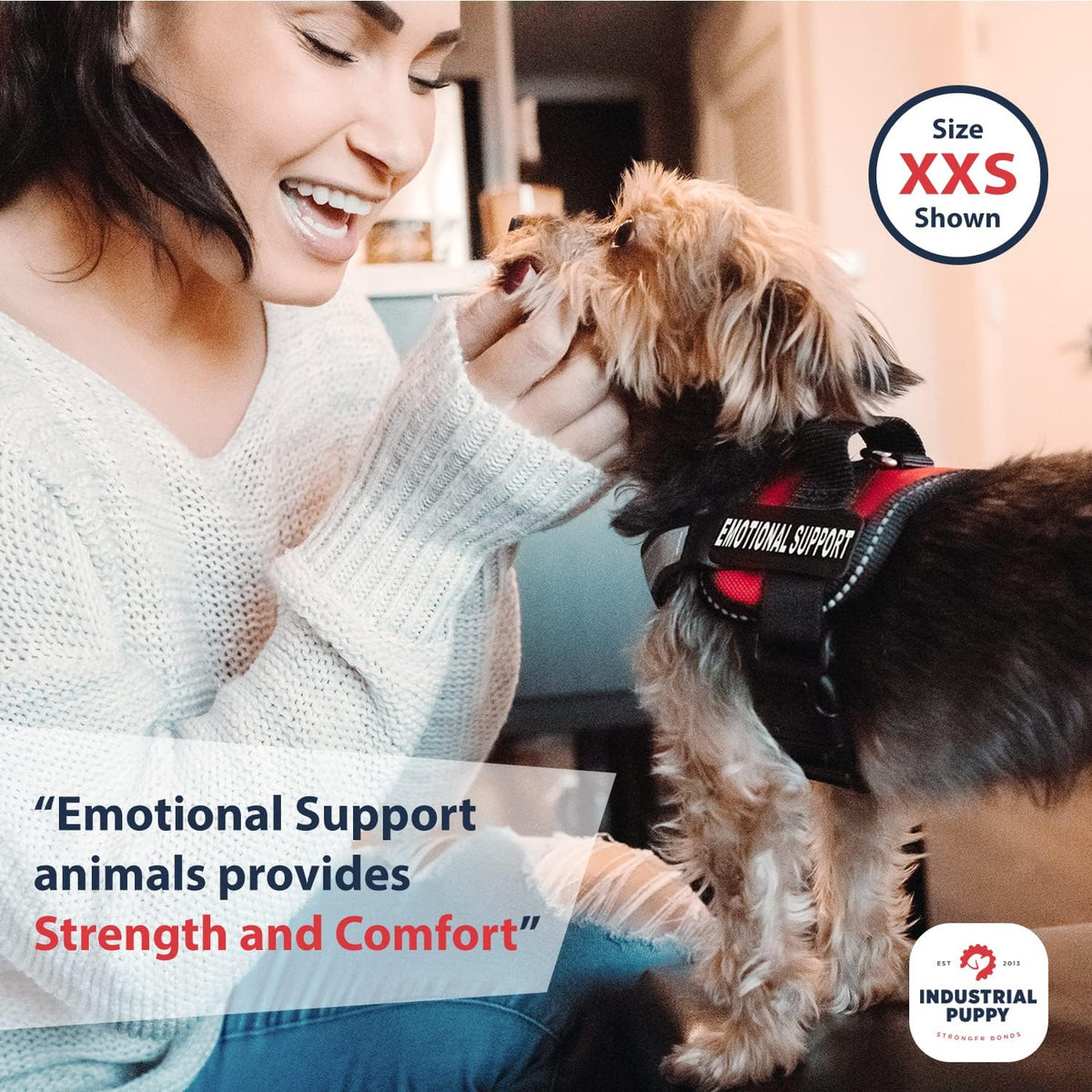 Emotional Support Vest Harness, XXXS 11.5-13 in Bright Red