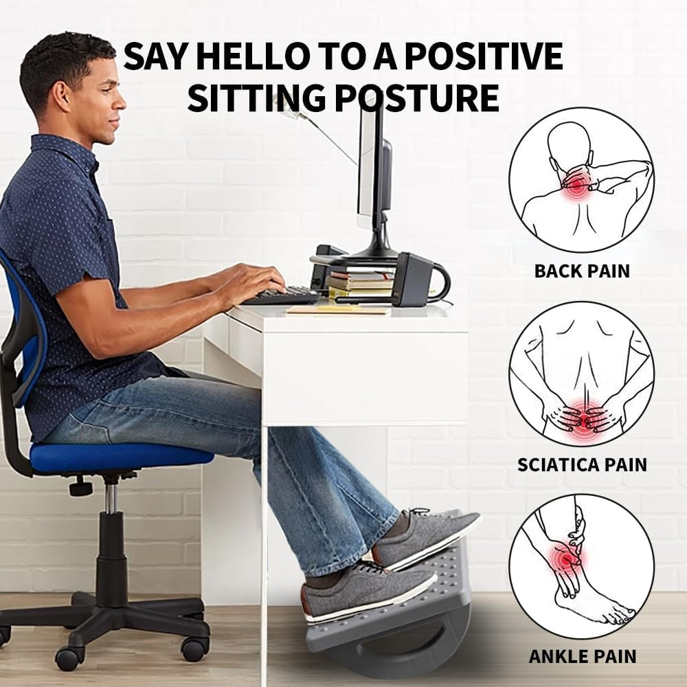 Ergonomic Under Desk Foot Rest – Adjustable Office Foot Stool for Work & Home