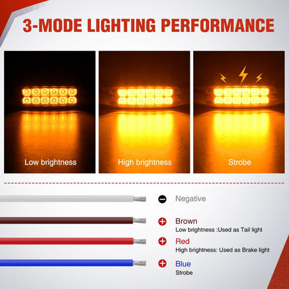 6.3" Amber Rectangle Side Marker Light with High Low Strobe