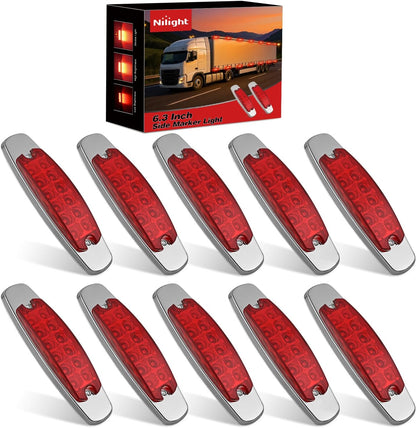 6.3" Red Rectangle Side Marker Light with High Low Strobe