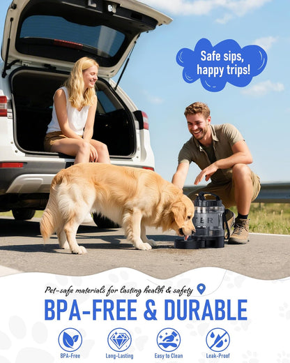 Dog Water Bottle Travel Bowl, 77Oz Large Portable Dog Water Bowl Dispenser, Leakproof Pet Drinking Bottle Dispenser for Hiking Camping Walking Travelling Beach Car Trips, BPA Free, Black