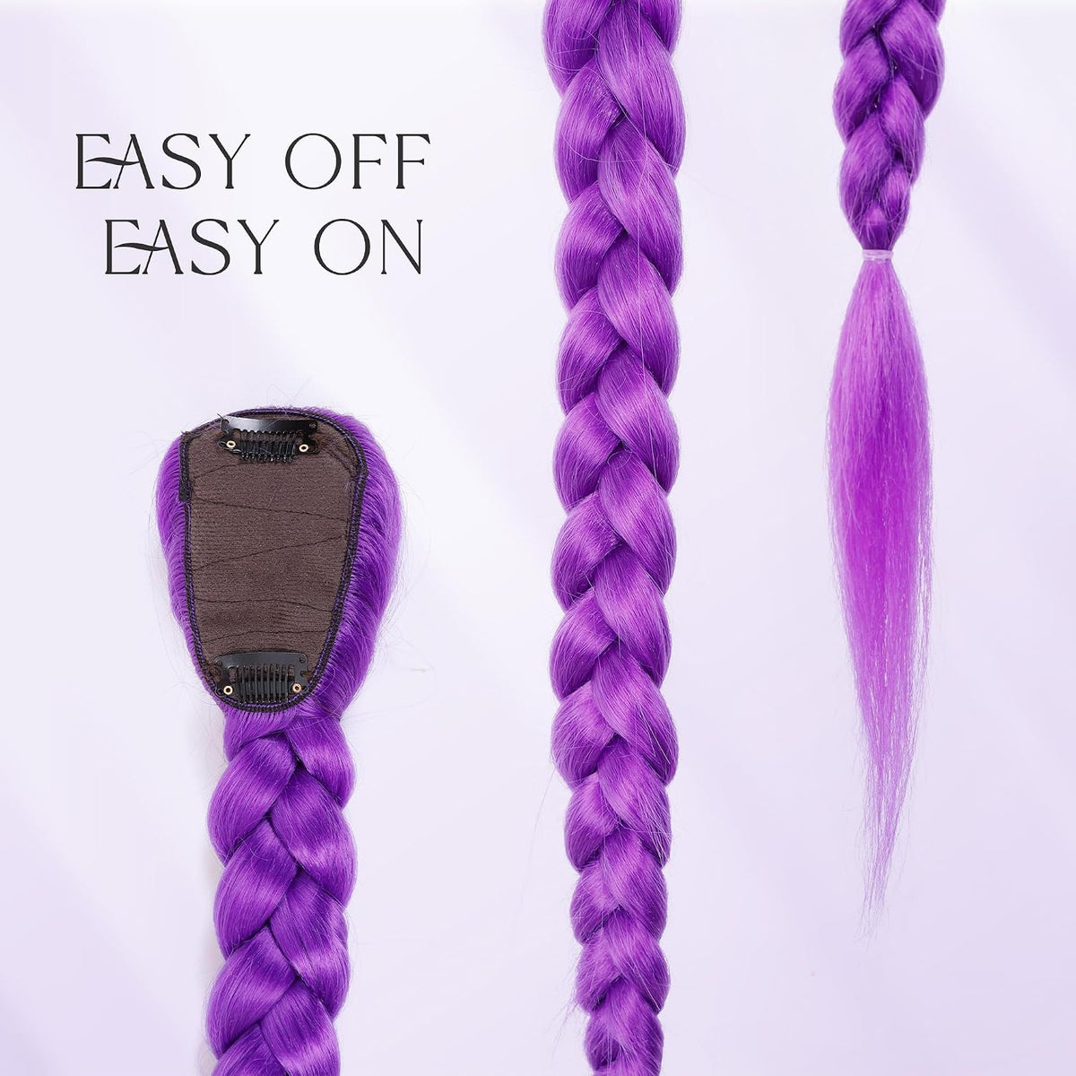 Long Purple Braids Ponytail 26 Inch Clip in Pre Braiding Purple Hair