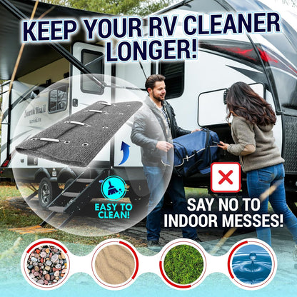 RV Step Covers 3 Pack | 23-Inch Wide Camper Step Covers Fit 8-11" Deep Stairs | Gray RV Stair Covers | Straight RV Step Carpet | Keep Your RV Cleaner with Our RV Stair Carpet!