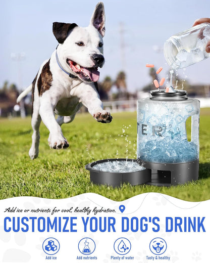 Dog Water Bottle Travel Bowl, 77Oz Large Portable Dog Water Bowl Dispenser, Leakproof Pet Drinking Bottle Dispenser for Hiking Camping Walking Travelling Beach Car Trips, BPA Free, Black