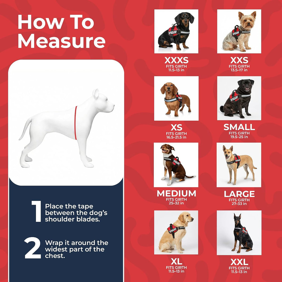 Service Dog in Training Vest Harness, XL 30-39 in Red