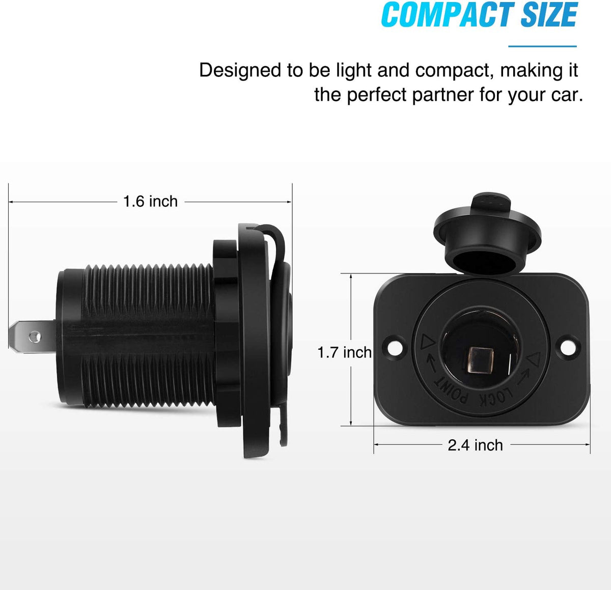 2 Pack Car Cigarette Lighter Socket DC 12V Waterproof Power Outlet