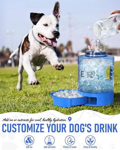 Portable Dog Travel Water Bottle, 77Oz Large Dog Water Bowl Dispenser Portable, Leakproof Pet Drinking Bottle Dispenser for Hiking Camping Walking Travelling Beach Car Trips, BPA Free,Blue