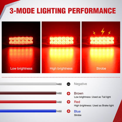 6.3" Red Rectangle Side Marker Light with High Low Strobe