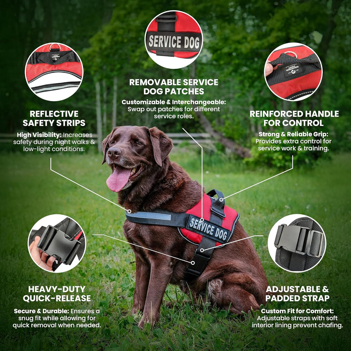 Emotional Support Vest Harness, XXXS 11.5-13 in Bright Red