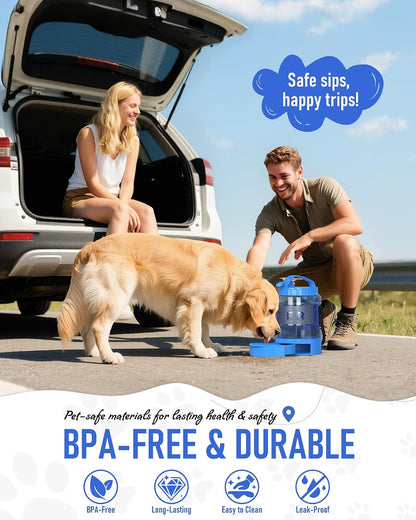 Portable Dog Travel Water Bottle, 77Oz Large Dog Water Bowl Dispenser Portable, Leakproof Pet Drinking Bottle Dispenser for Hiking Camping Walking Travelling Beach Car Trips, BPA Free,Blue