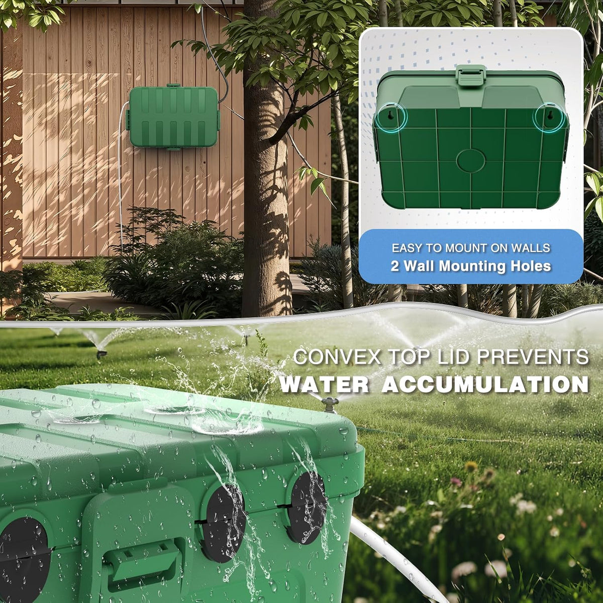 Large Outdoor Electrical Box (12.5 X 8.5 X 5 Inch), IP54 Waterproof Outdoor Extension Cord Cover Weatherproof, Protect Outlet, Plug, Socket, Timer, Power Strip,Green (Pack of 2)