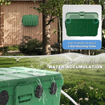 Large Outdoor Electrical Box (12.5 X 8.5 X 5 Inch), IP54 Waterproof Outdoor Extension Cord Cover Weatherproof, Protect Outlet, Plug, Socket, Timer, Power Strip,Green (Pack of 2)