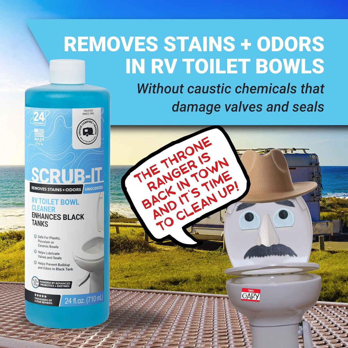 Scrub-It Liquid RV Toilet Cleaner & Brush Bundle, 24 Oz 2-Pack