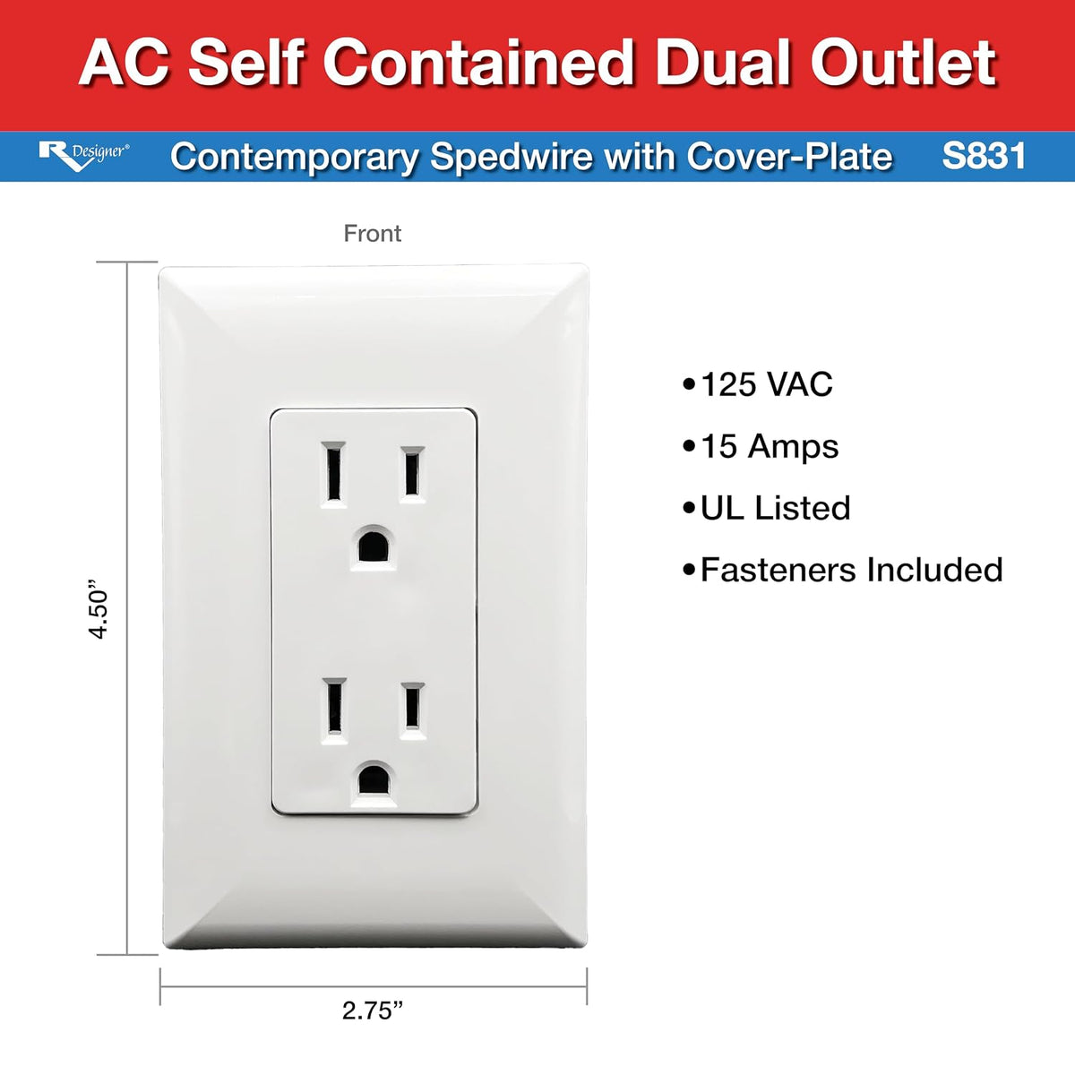 S831 - Dual AC Outlet Speedwire with Cover Plate, White