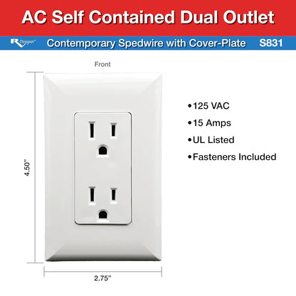 S831 - Dual AC Outlet Speedwire with Cover Plate, White