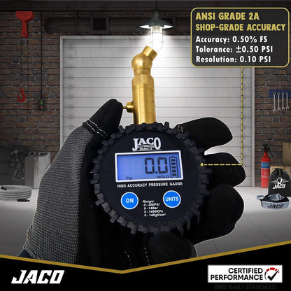 JACO Elite Digital Tire Pressure Gauge - Professional Accuracy - 100 PSI