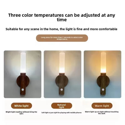 Smart Motion Sensor Night Light LED Rechargeable Magnetic Wall Lamp Portable for Hallway Bedroom Stairs Bathroom Cabinets Decor