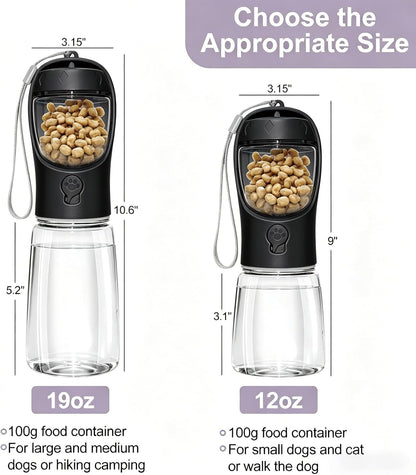Portable Dog Water Bottle with Food Container, Drinking Bottle for Travel