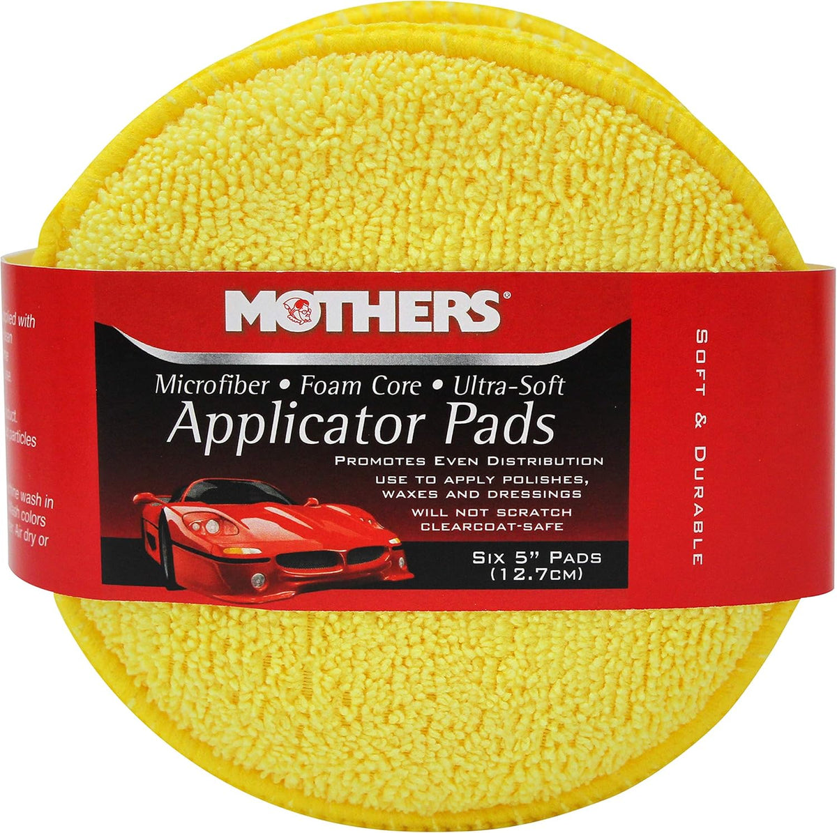 Microfiber Polishing Pad and Cleaning Pads for Car Detailing, 5 Inch Diameter, Yellow, 6 Pack