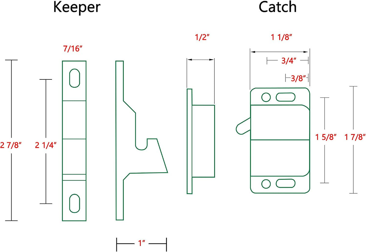 10 Pack RV Cabinet Door Latch - Easy to Install OEM RV Drawer Latches and Catches - Push Latch and Catch for Cabinets in Trailers and Motorhomes