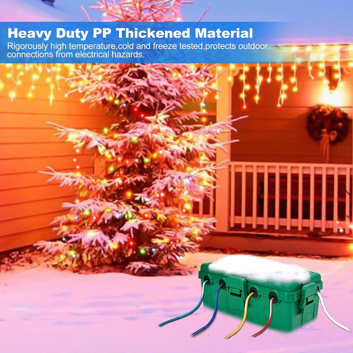 Medium Outdoor Electrical Box(10.6X5.7X4.9Inch),Weatherproof Connection Box W/6 Cable Entry,Ip54 Waterproof Extension Cord Cover Protect Power Strip,Timer,Plug,Holiday Lights,Green
