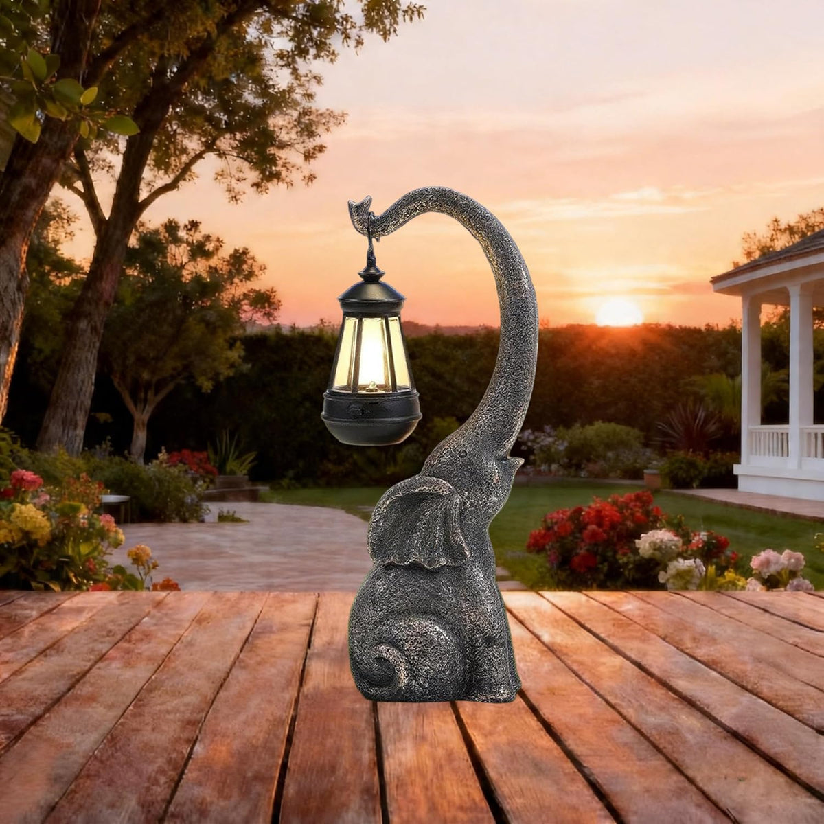 Elephant Statue, Elephant Garden Statue with Solar Light, Elephant Decor, Outdoor Elephants Statue, Elephants Gifts for Mom