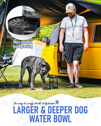 Dog Water Bottle Travel Bowl, 77Oz Large Portable Dog Water Bowl Dispenser, Leakproof Pet Drinking Bottle Dispenser for Hiking Camping Walking Travelling Beach Car Trips, BPA Free, Black
