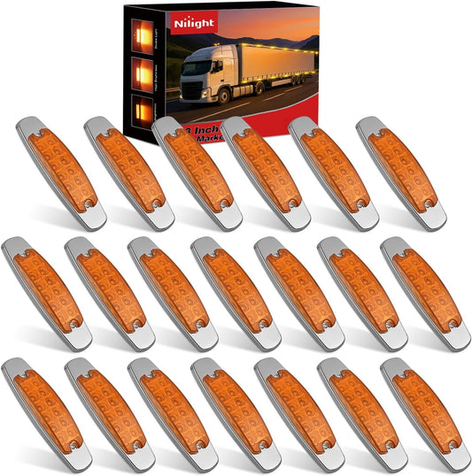 6.3" Amber Rectangle Side Marker Light with High Low Strobe