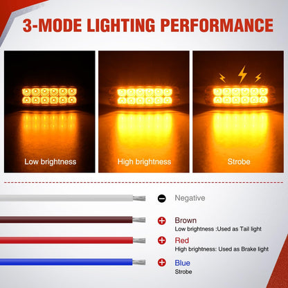 6.3" Amber Rectangle Side Marker Light with High Low Strobe