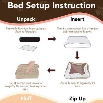 Orthopedic Dog Bed, Memory Foam Pet Sofa, Calming Dog Couch, Water Resistant Pet Bed, Washable Cover, Non-Slip Bottom, Chester, Cocoa Brown, 36" X 28" X 9"