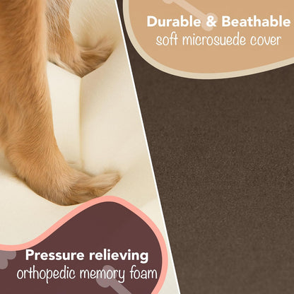 Orthopedic Dog Bed, Memory Foam Pet Sofa, Calming Dog Couch, Water Resistant Pet Bed, Washable Cover, Non-Slip Bottom, Chester, Cocoa Brown, 36" X 28" X 9"