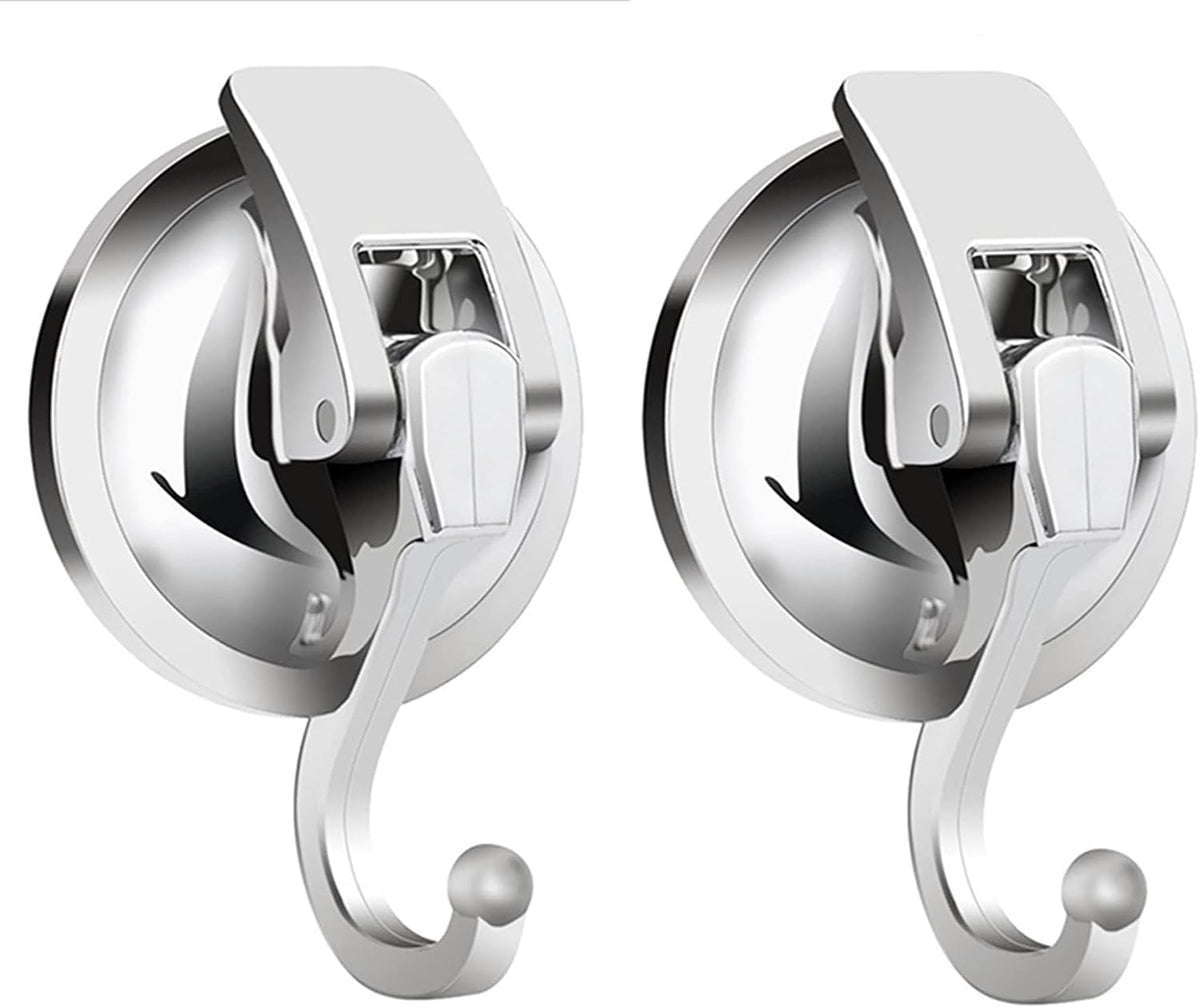 Heavy Duty Suction Cup Hooks Waterproof Wreath Hanger 2 Pack Silver