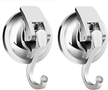 Heavy Duty Suction Cup Hooks Waterproof Wreath Hanger 2 Pack Silver
