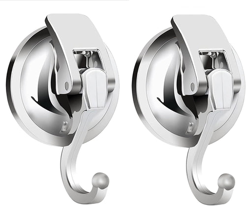 Heavy Duty Suction Cup Hooks Waterproof Wreath Hanger 2 Pack Silver