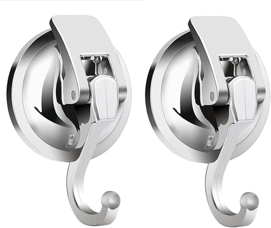 Heavy Duty Suction Cup Hooks Waterproof Wreath Hanger 2 Pack Silver