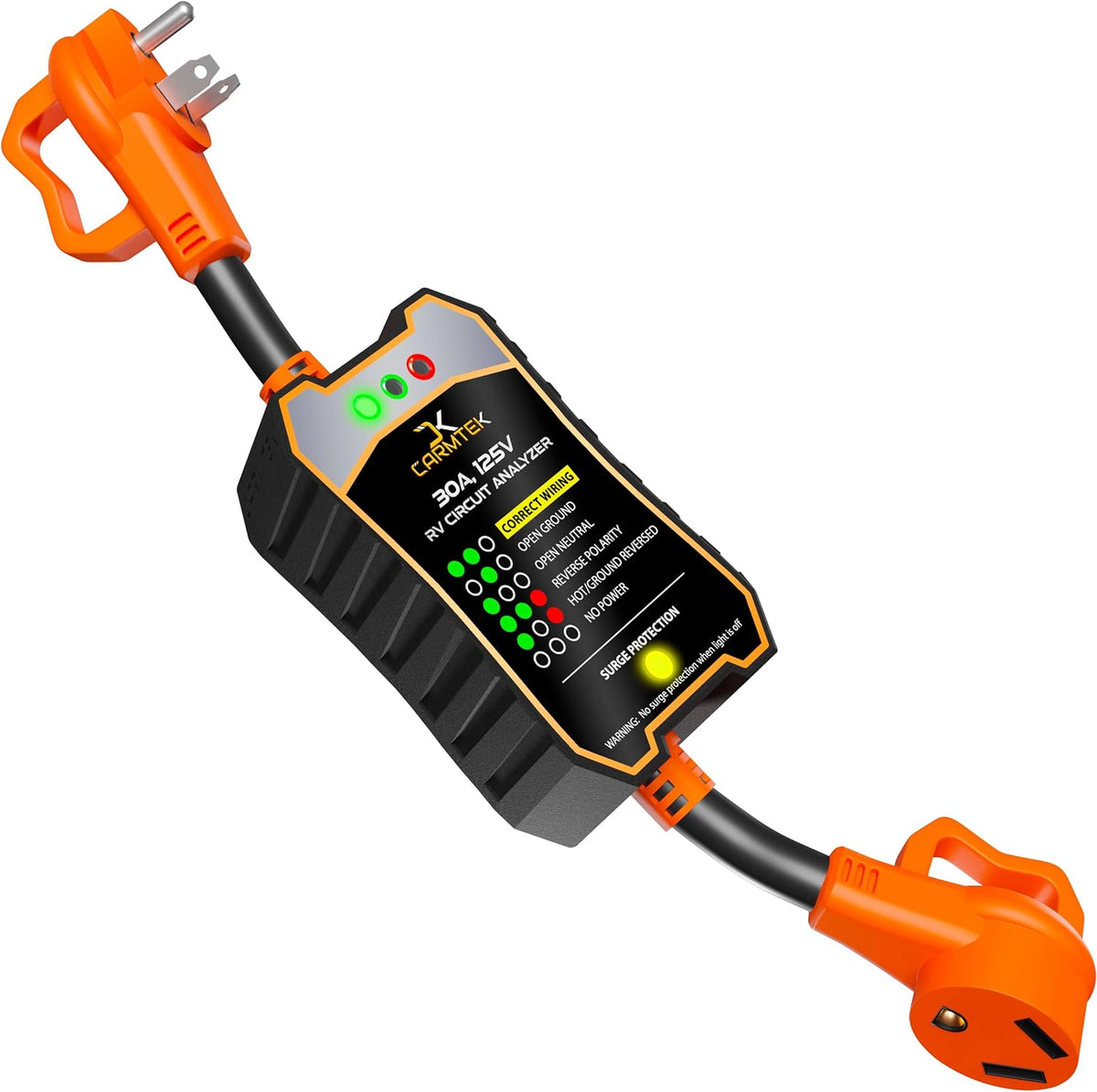 RV Surge Protector 30 Amp - RV Circuit Analyzer with Integrated Smart 30 Amp Surge Voltage Protection with Grip Handles