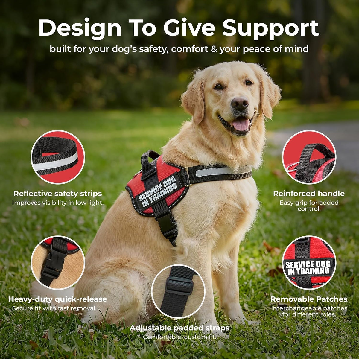 Service Dog in Training Vest Harness, XL 30-39 in Red