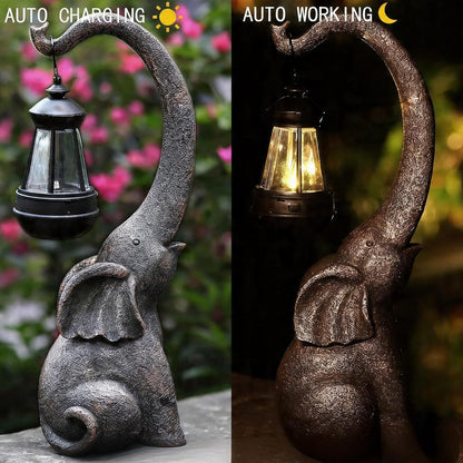Elephant Statue, Elephant Garden Statue with Solar Light, Elephant Decor, Outdoor Elephants Statue, Elephants Gifts for Mom