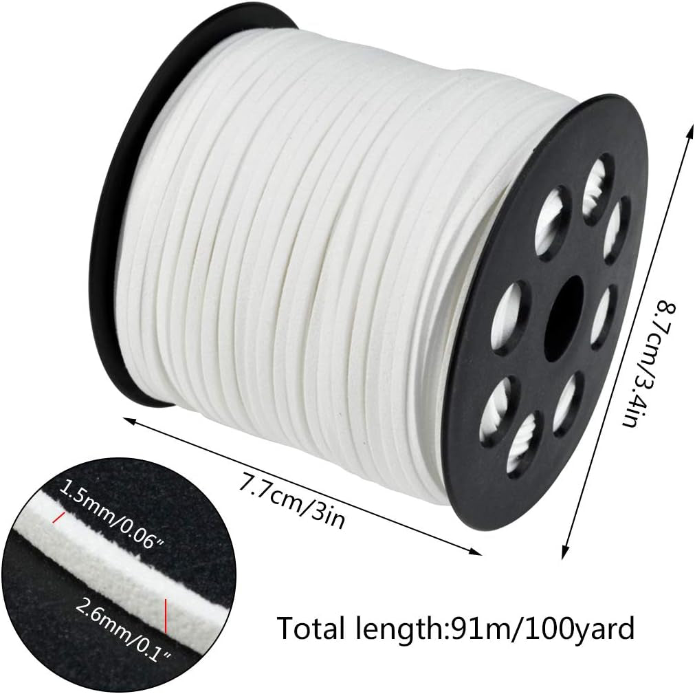 100 Yards Faux Leather Cord Flat Suede Cord Spool for Jewelry Making