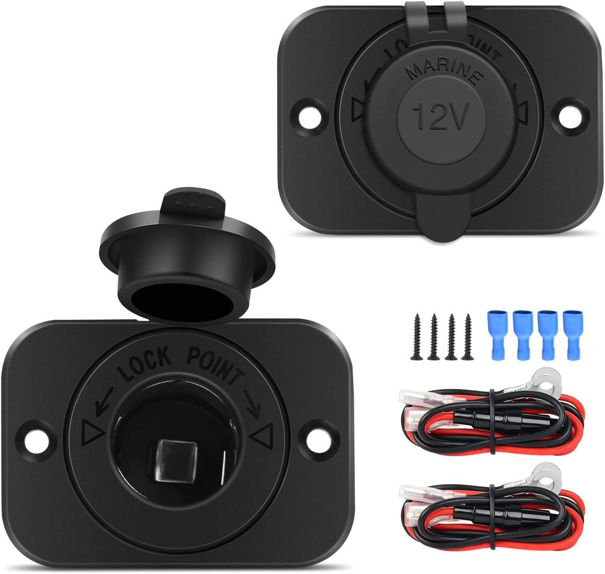 2 Pack Car Cigarette Lighter Socket DC 12V Waterproof Power Outlet