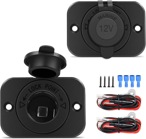 2 Pack Car Cigarette Lighter Socket DC 12V Waterproof Power Outlet