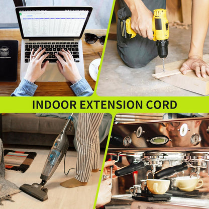 16/3 Black Extension Cord 6 FT Indoor, Short Extension Cord