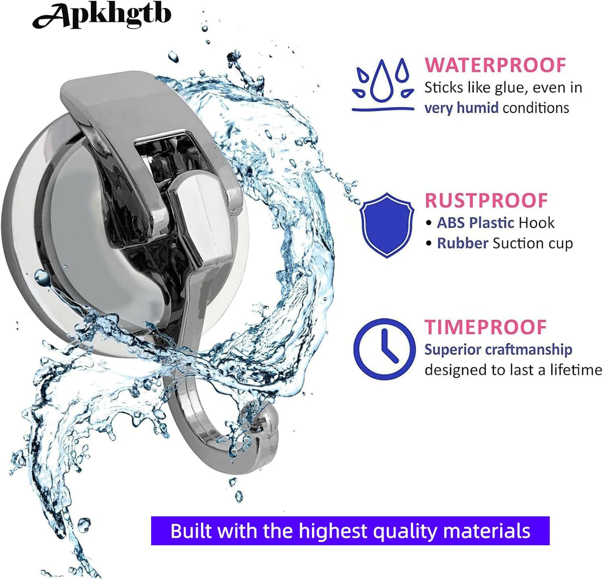 Heavy Duty Suction Cup Hooks Waterproof Wreath Hanger 2 Pack Silver