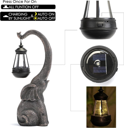 Elephant Statue, Elephant Garden Statue with Solar Light, Elephant Decor, Outdoor Elephants Statue, Elephants Gifts for Mom