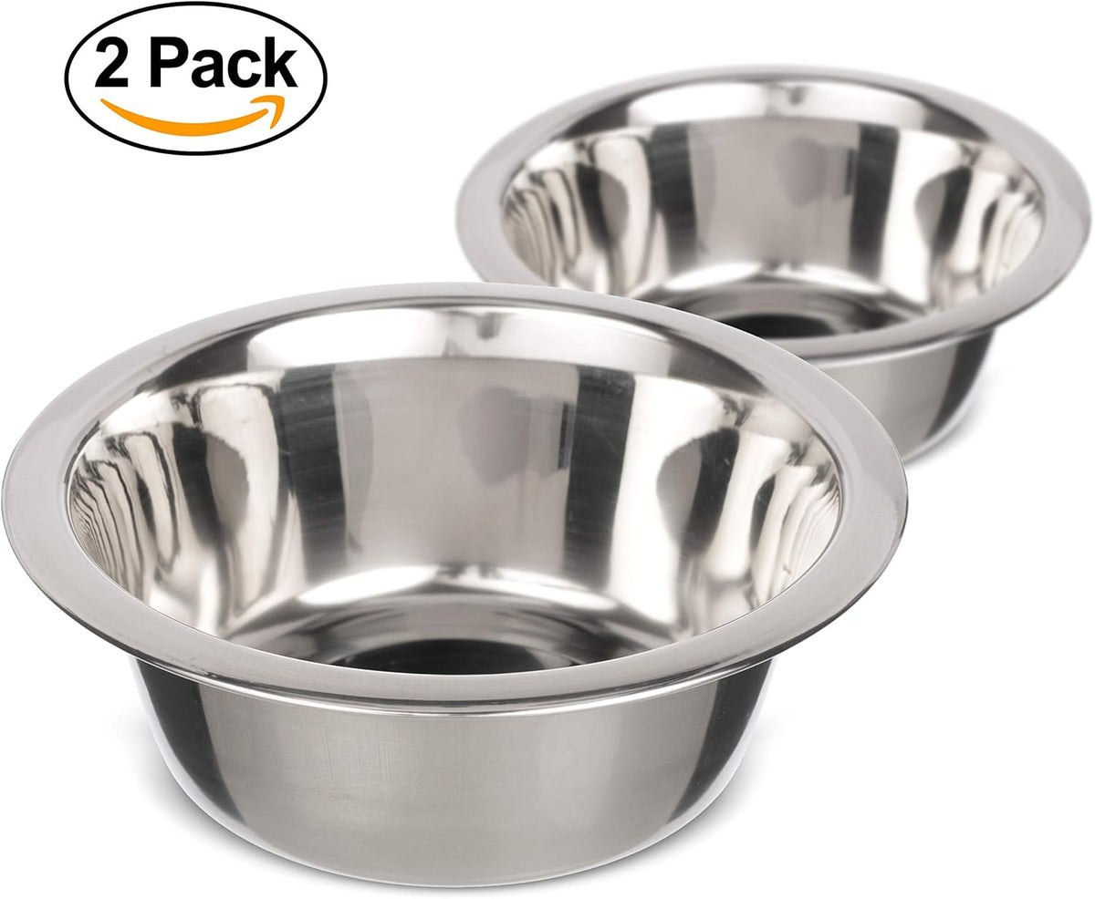 1.5 Cup (12 Oz.) Stainless Steel Dog Bowls, Set of 2 Neater Feeder Replacement Bowls (Cat/Small Models), Dog Food Bowl & Water Bowl, Dishwasher Safe Metal Dish for Cats & Small Dogs