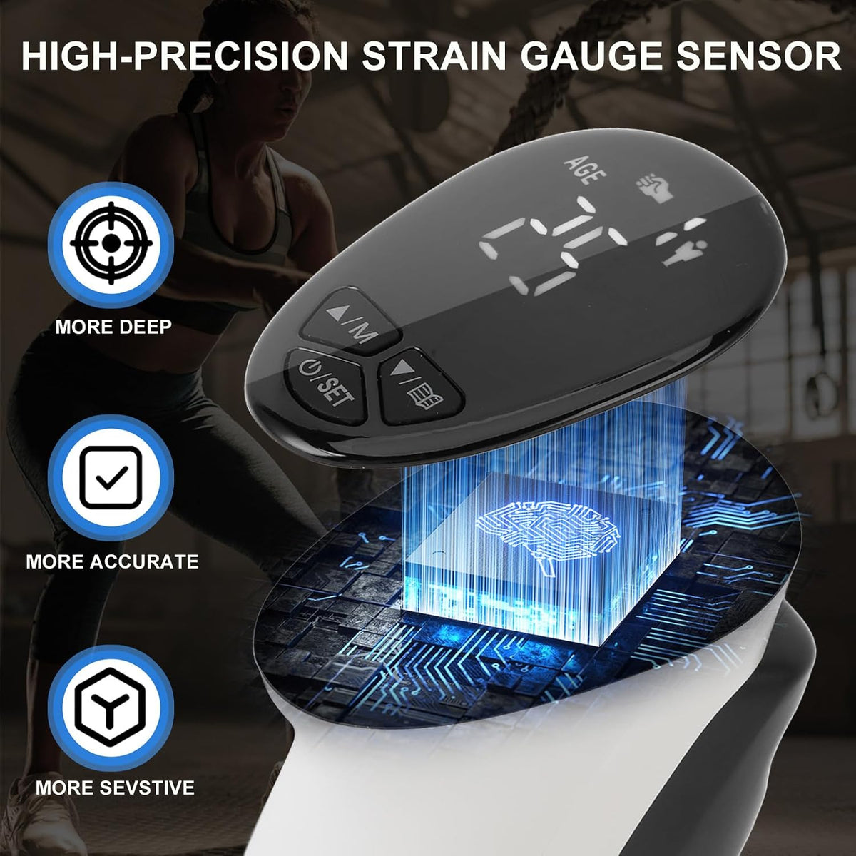 Digital Hand Grip Strength Tester – 198 lb Electronic Dynamometer with Adjustable Handle & Backlit Display