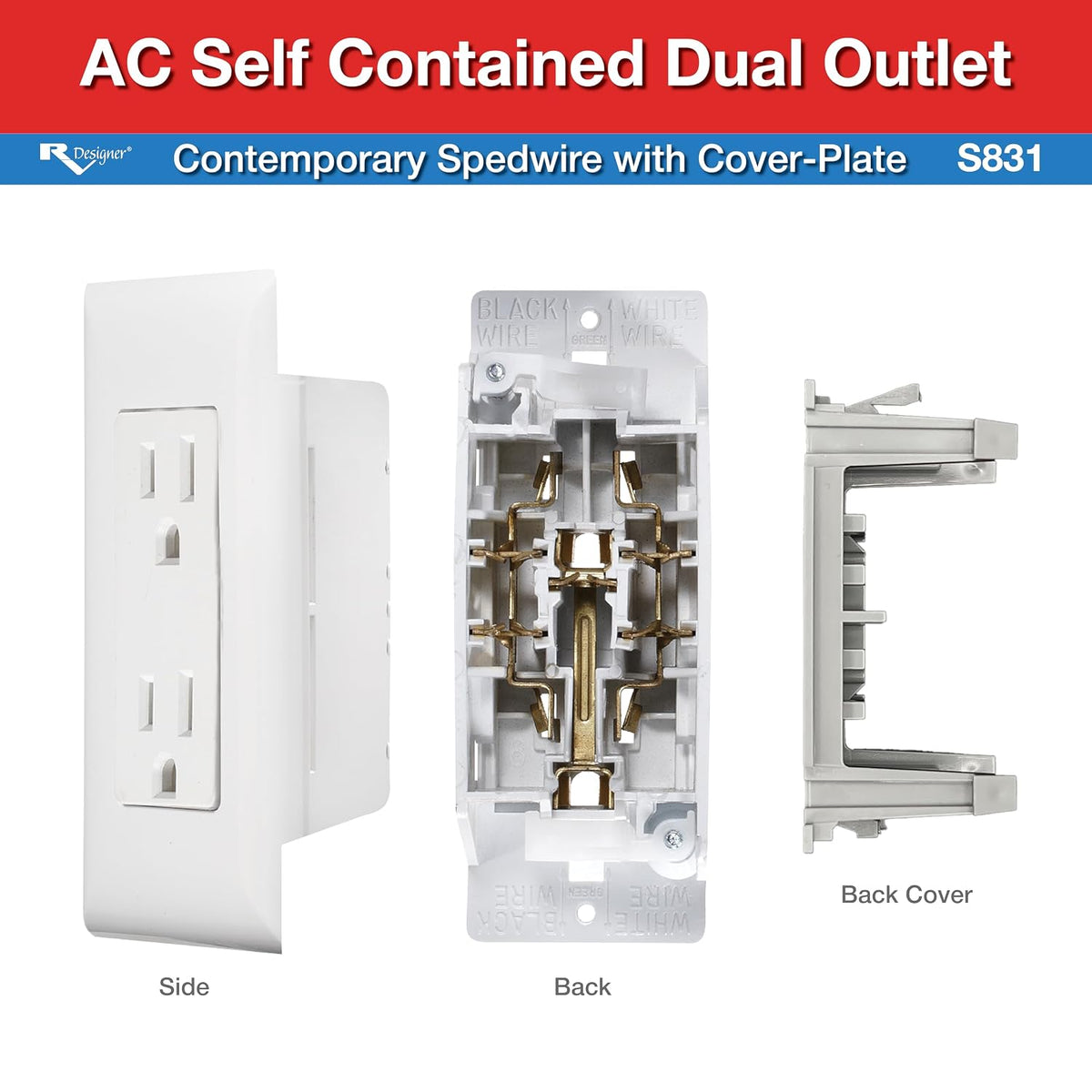 S831 - Dual AC Outlet Speedwire with Cover Plate, White